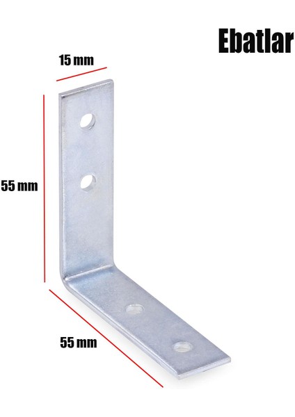 Mobilya Dolap Köşe Bağlantı Sabitleme L Demir Gönye 55X55X15 mm (25 Adet)