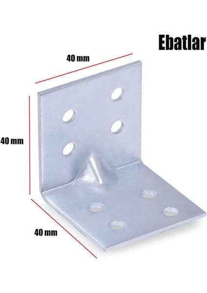 Mobilya Dolap Köşe Bağlantı Sabitleme L Demir Gönye 40X40X40 mm (25 Adet)