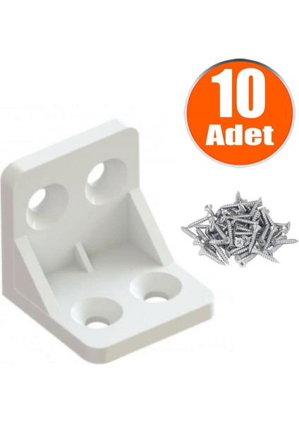 Mobilya Eşya Dolap Köşebent Bağlantı Sabitleme Sabitleyici L Gönye 28x28x28 Mm Plastik (10 ADET)