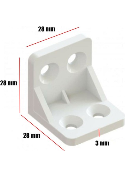 Mobilya Eşya Dolap Köşebent Bağlantı Sabitleme Sabitleyici L Gönye 28x28x28 Mm Plastik (10 ADET)