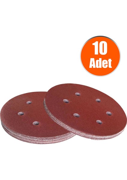 10 Adet Delikli Cırt Zımpara 180 mm Spiral Taşlama 60 Kum