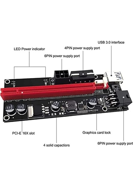 4842 Pcı E Express 1x To 16X USB 3.0 009S Riser Ekran Yükseltici Uzatma Kartı