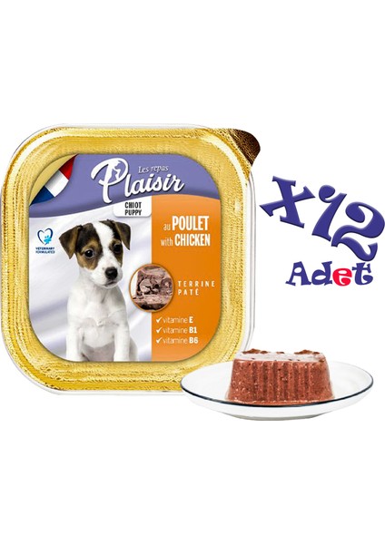 Tavuklu Etli Pate Puppy Plaisir 150GR Yaş Köpek Maması 12ADET