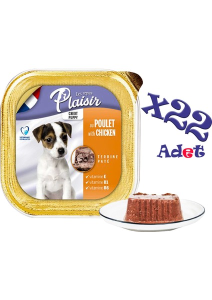 Tavuklu Etli Pate Puppy Plaisir 150GR Yaş Köpek Maması 22ADET