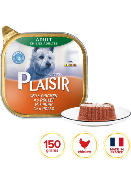 Tavuk Etli Pate Plaisir 150GR Yaş Köpek Maması 22ADET