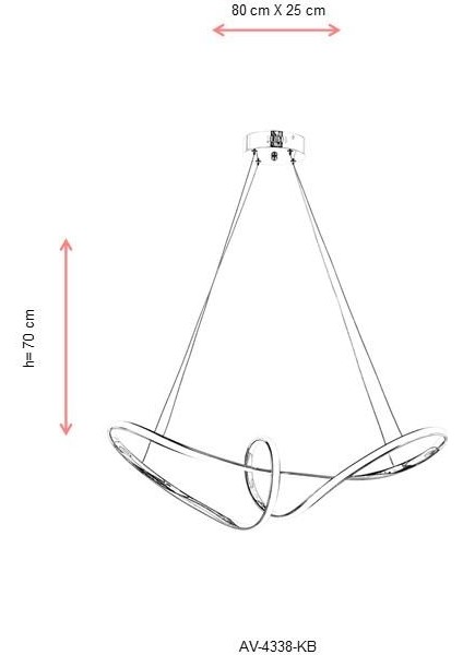 Avonnı AV-60334-KB Krom Kaplama Modern Avize LED Metal Pleksi 80X25CM fiyatları