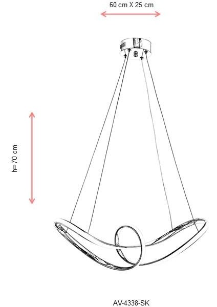 AV-60334-SK Sarı Kaplama Modern Avize LED Metal Silikon 60x25cm fiyatları