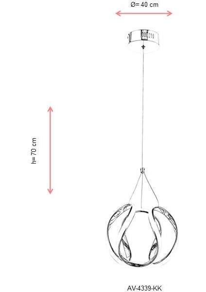 Avonnı AV-60335-KK Krom Kaplama Modern Avize LED Metal Pleksi 40CM