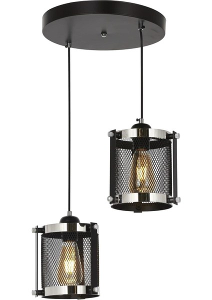AV-60336-2K-BSY Siyah Boyalı Modern Avize E27 Metal 35cm