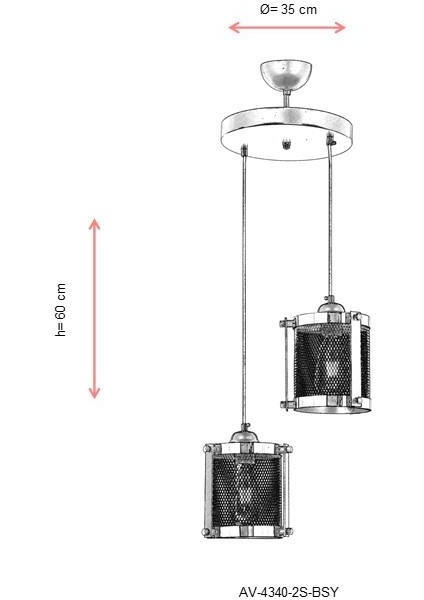 AV-60336-2S-BSY Siyah Boyalı Modern Avize E27 Metal 35cm fiyatları