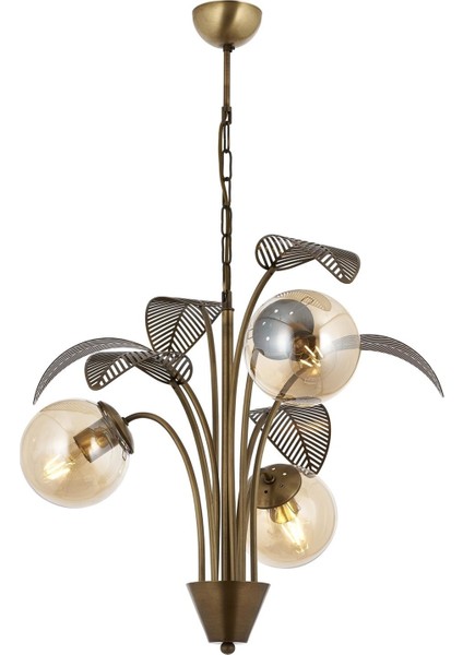 Avonnı AV-60293-3E Eskitme Kaplama Modern Avize E27 Metal Cam 60CM