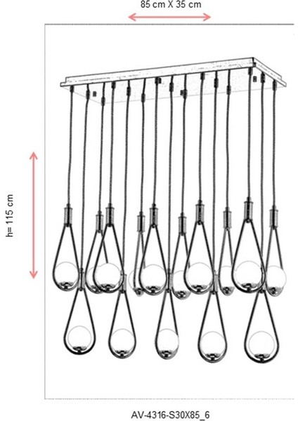 AV-60312-S30X85 Sarı Kaplama Modern Avize G9 Metal Cam 85x35cm fiyatları