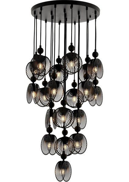 AV-60313-19BSY Siyah Boyalı Modern Avize E27 Metal 50cm