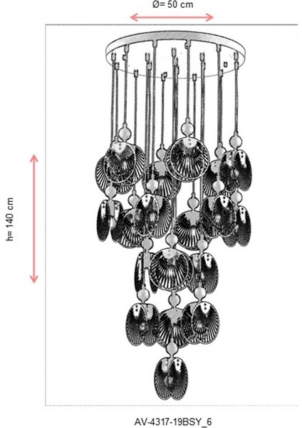 AV-60313-19BSY Siyah Boyalı Modern Avize E27 Metal 50cm fiyatları