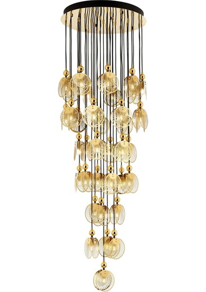 AV-60313-37BSA Sarı Boyalı Modern Avize E27 Metal 70cm