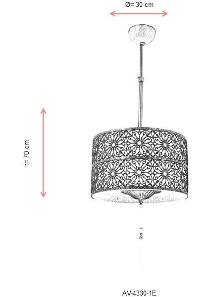 AV-60326-1E Eskitme Kaplama Modern Avize E27 Metal 30cm