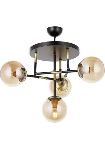 AV-60327-4T-BSY Siyah Boyalı Modern Avize E27 Metal Cam 40cm