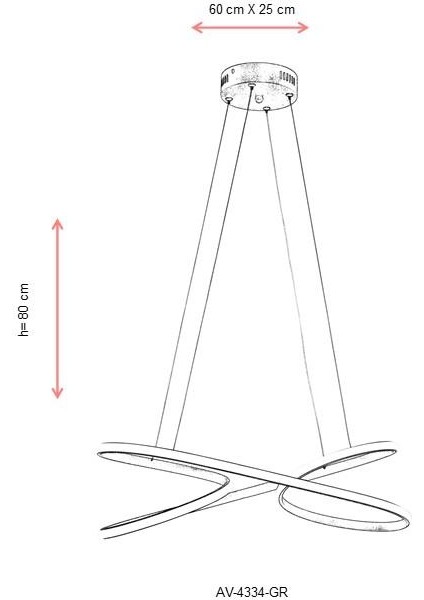 AV-60330-GR Gri Boyalı Modern Avize LED Metal Silikon 60x25cm