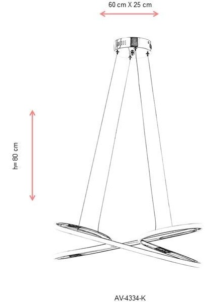 AV-60330-K Krom Kaplama Modern Avize LED Metal Silikon 60x25cm fiyatları
