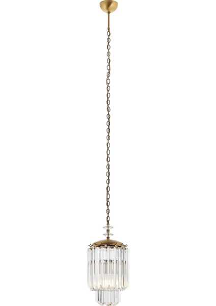 AV-60298-1E Eskitme Kaplama Klasik Avize E27 Metal Kristal 20cm
