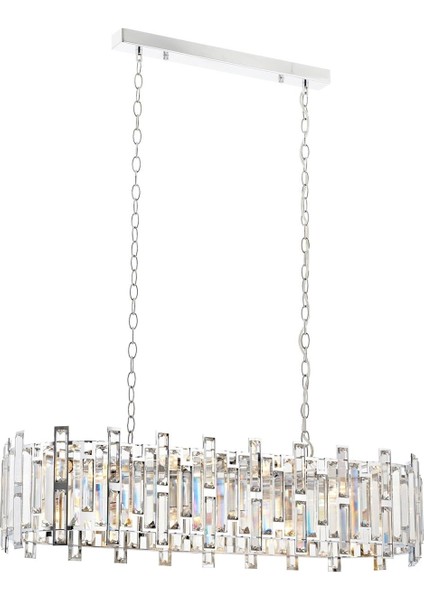 AV-60303-K30X90 Krom Kaplama Klasik Avize E14 Metal Kristal 90x30cm