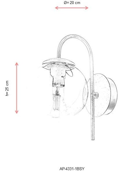 AP-60327-1BSY Siyah Boyalı Aplik E27 Metal Cam 20cm fiyatları