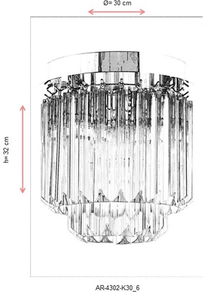 AR-60298-K30 Krom Kaplama Klasik Avize E14 Metal Kristal 30cm fiyatları
