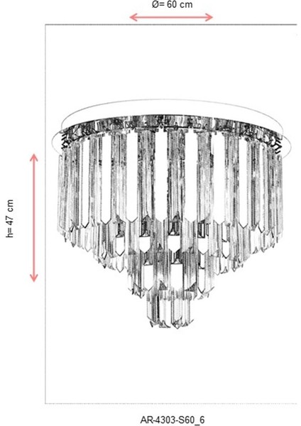 AR-60299-S60 Sarı Kaplama Klasik Avize E14 Metal Kristal 60cm fiyatları
