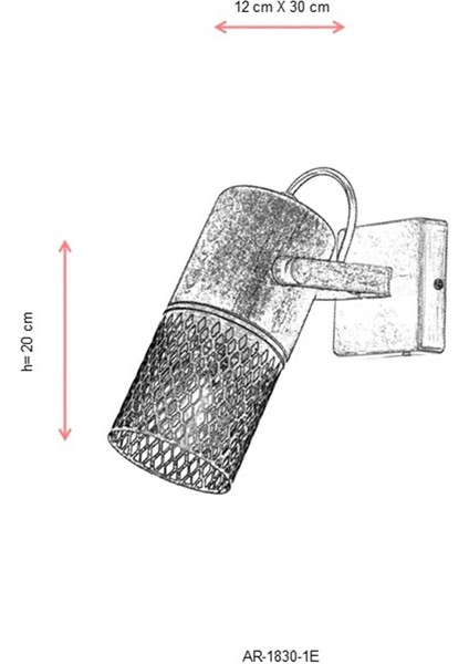 AP-60265-1E Eskitme Kaplama Aplik E27 Metal Ahşap 6x12cm