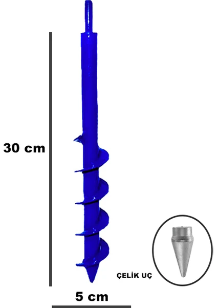 30X5 cm Matkap Uyumlu Toprak Burgu Makinesi