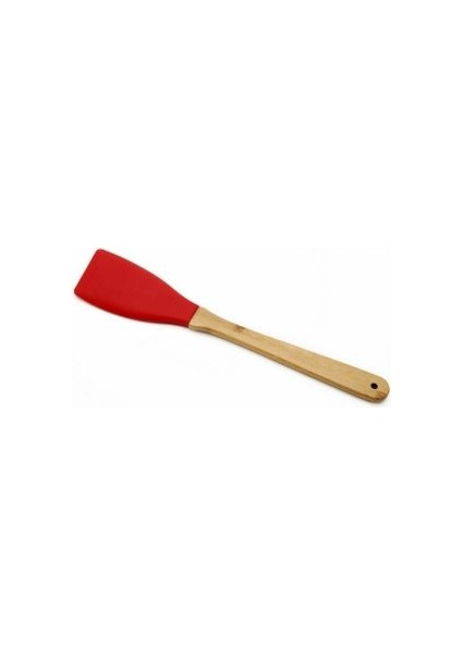 Ahşap Saplı Silikon Spatula Kırmızı