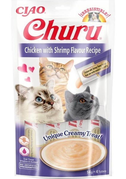 Churu Cream Tavuklu ve Karidesli Kedi Kreması 4x14 Gr