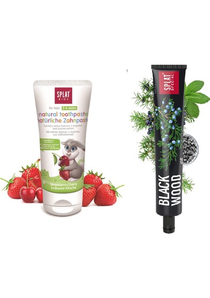 2-6 Yaş Arası Çocuklar Için Çilek ve Kiraz Aromalı Diş Macunu 50 ml + Blackwood Diş Macunu 75 ml