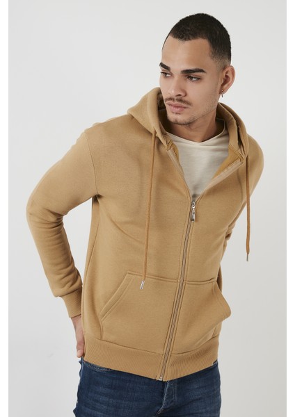 Pamuklu Cepli Kapüşonlu Şardonlu Slim Fit Kışlık Sweat Erkek SWEAT 5827001