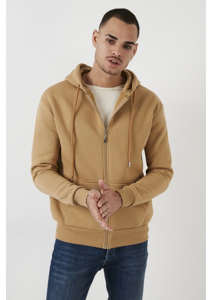 Pamuklu Cepli Kapüşonlu Şardonlu Slim Fit Kışlık Sweat Erkek SWEAT 5827001