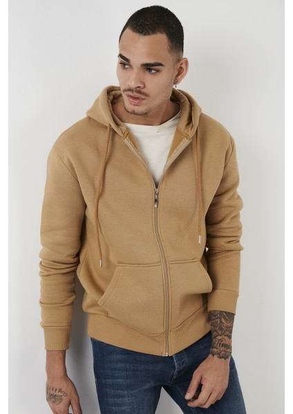 Pamuklu Cepli Kapüşonlu Şardonlu Slim Fit Kışlık Sweat Erkek SWEAT 5827001