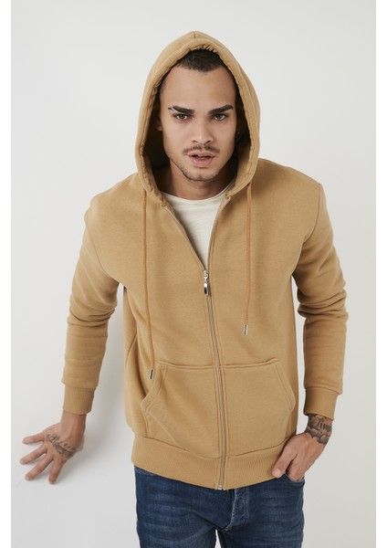 Pamuklu Cepli Kapüşonlu Şardonlu Slim Fit Kışlık Sweat Erkek SWEAT 5827001