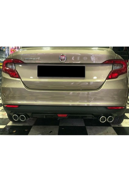 Fiat Egea 2015 ve Üzeri Için Universal Stoplu 4 Egzoz Çıkışlı Siyah Difüzör