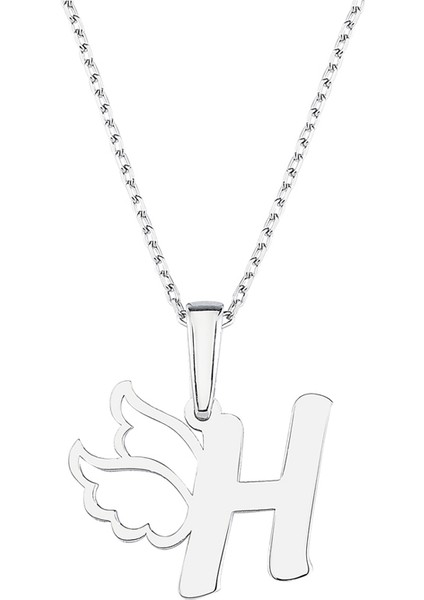 Altınsepeti Gümüş H Harfli Melek Kanatları Kolye