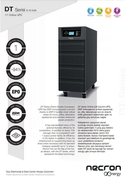 10KVA/10KW Yeni Nesil Dt 10K Online Ups Güç Kaynağı