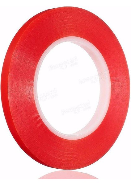 Kırmızı Şeffaf Çift Taraflı Bant 5 mm