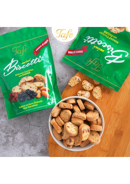 Lif Kaynağı Bademli ve Üzümlü Mini Biscotti Kıtır Kurabiye 150 gr x 2