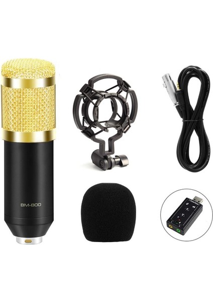 BM-800+USB Ses Kartı Profesyonel Mikrofon Seti