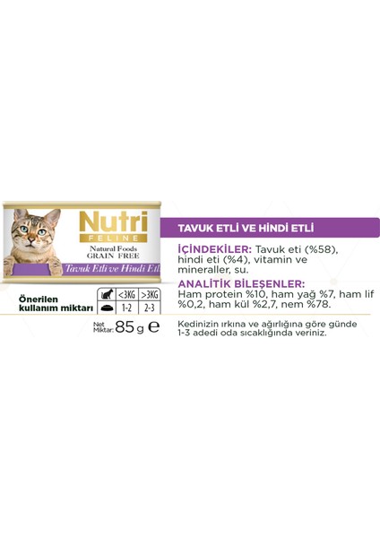 Tavuk&hindi Etli 85GR Nutri Yaş Kedi Maması 32ADET