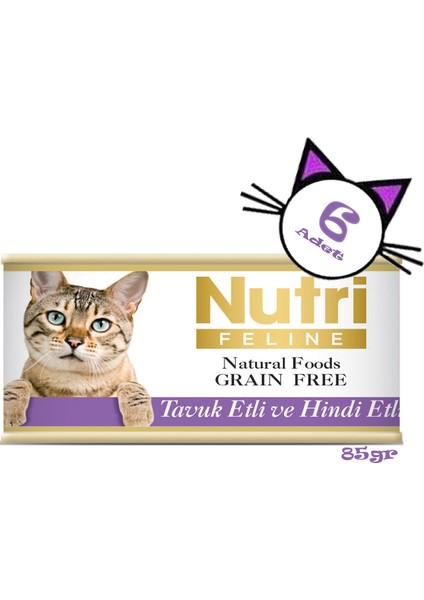 Nutri Feline Tavuk&hindi Etli 85GR Nutri Yaş Kedi Maması 6ADET