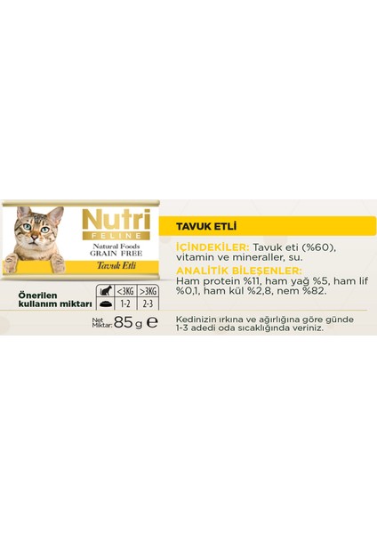 Tavuk Etli 85GR Nutri Yaş Kedi Maması 6ADET