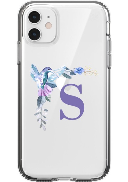 Mavi Kuş S Harfli iPhone 11 Şeffaf Kılıf