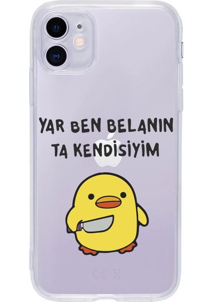 iPhone 11 Katil Civciv Desenli Premium Şeffaf Silikon Kılıf