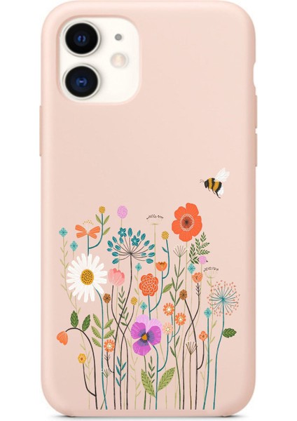 iPhone 11 Çiçekli Tasarımlı Siyah Telefon Kılıfı