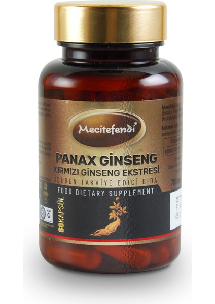 Mecitefendi Panax Ginseng Kırmızı Ginseng Ekstesi Içeren Takviye Edici Gıda (60 KAPSÜL*780MG)
